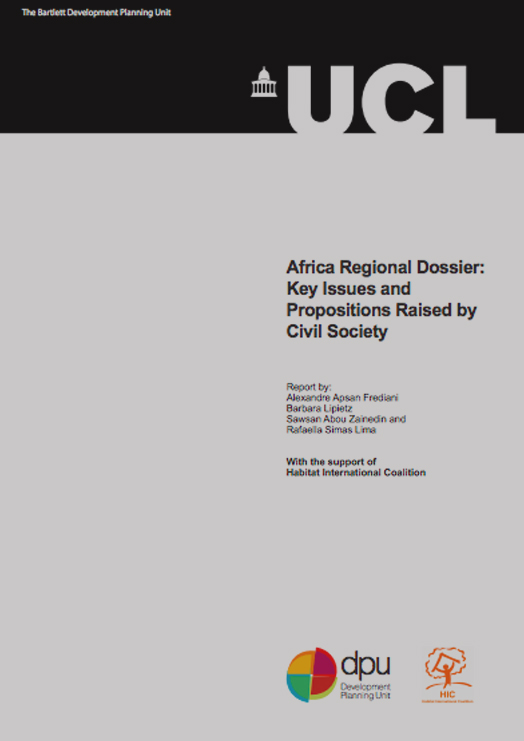 Document. Africa Regional Dossier for Habitat III – key issues and propositions raised by civil society