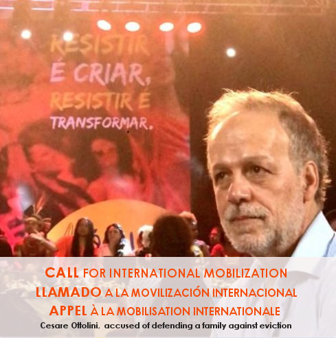 Call for international mobilization: Cesare Ottolini, the coordinator of the IAI accused of defending a family against eviction