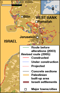 West Bank barrier change ordered