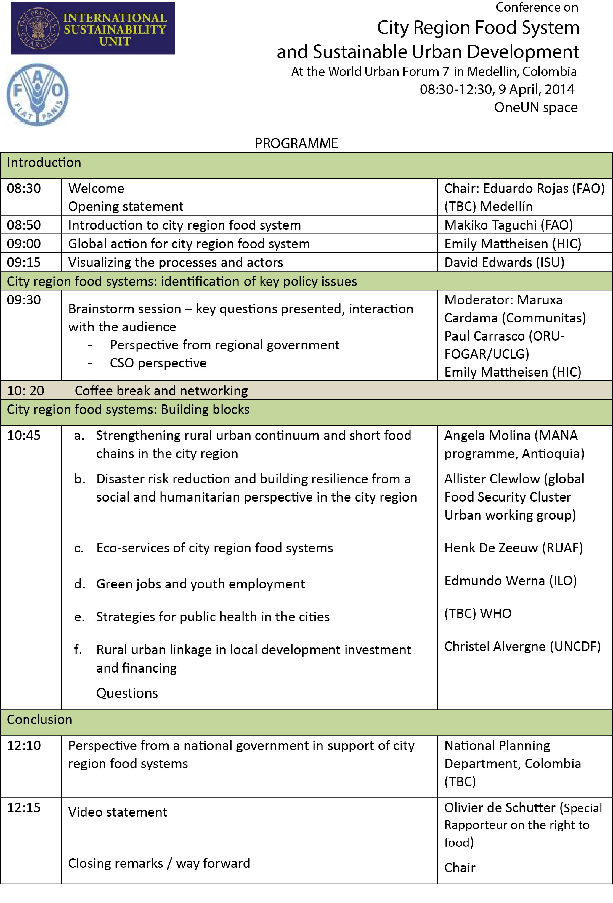 Conference on City Region Food System and Sustainable Urban Development