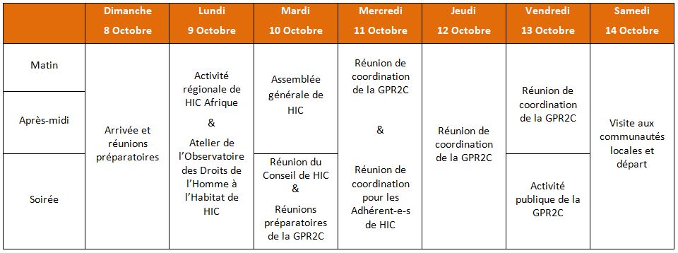 Appel à participer aux activités de HIC en Afrique