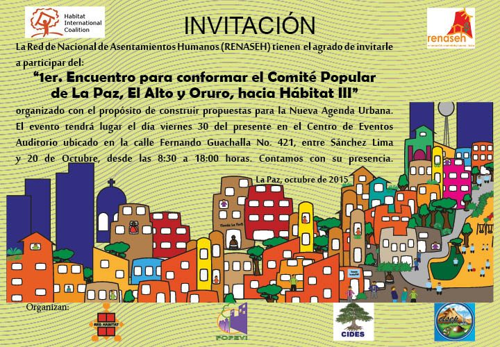 Bolivia. 1er Encuentro para conformar el Comité Popular de La Paz, El Alto y Oruro, hacia Hábitat III