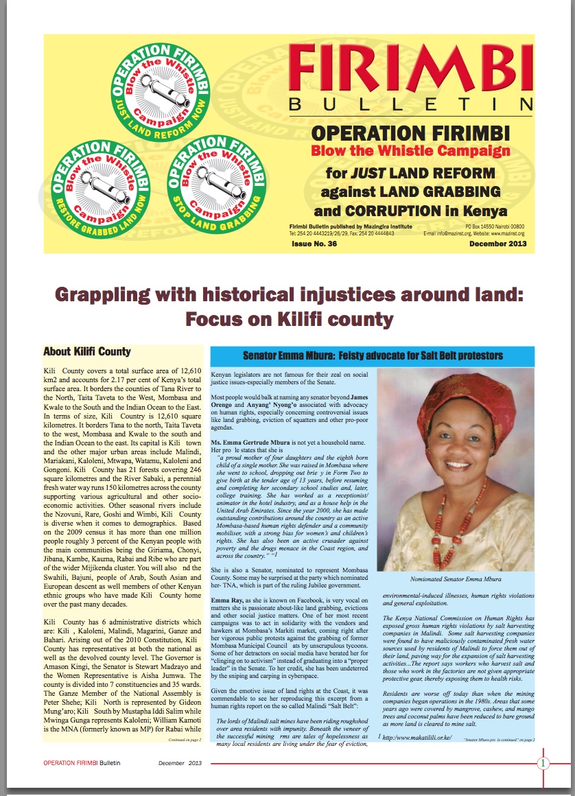 Bulletin nº36. Grappling with historical injustices around land: Focus on Kilifi county