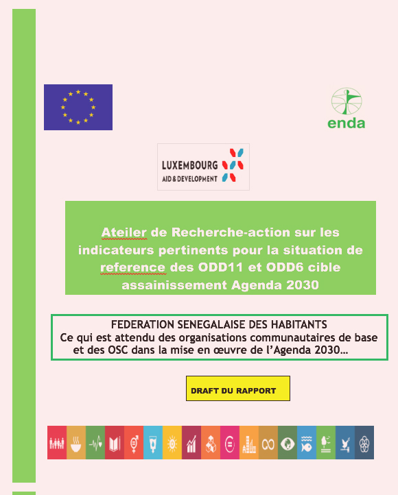 Ateiler de Recherche-action sur les indicateurs pertinents pour la situation de reference des ODD11 et ODD6 cible assainissement Agenda 2030