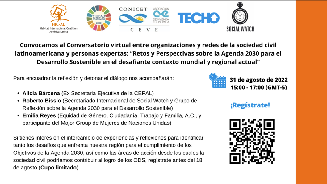 Sesión sobre los retos y oportunidades de la Agenda 2030 para el Desarrollo Sostenible en el difícil contexto mundial y regional actual