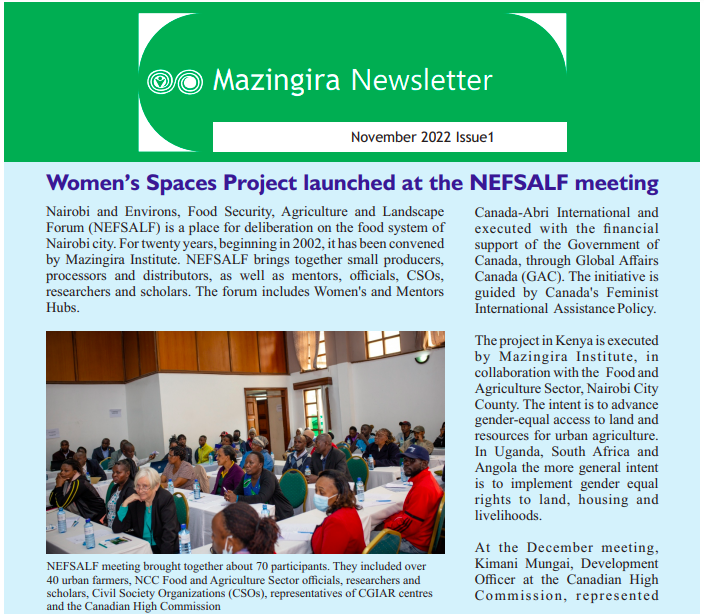 Mazingira Institute Kenya newsletter