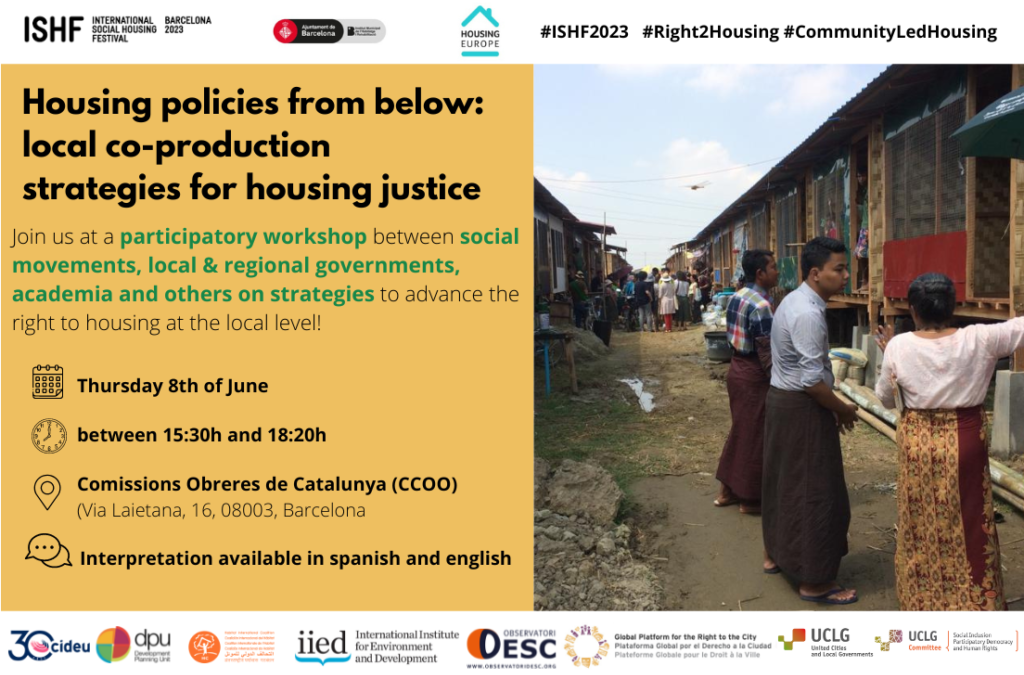 ISHF 2023 event – Housing policies from below: local co-production strategies for housing justice