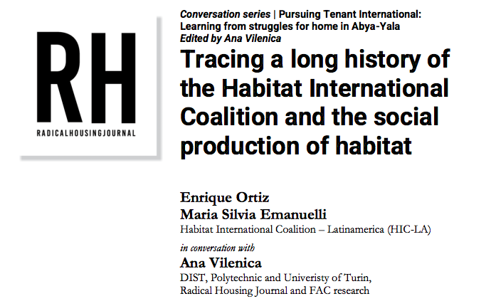 Tracing a long history of the Habitat International Coalition and the social production of habitat