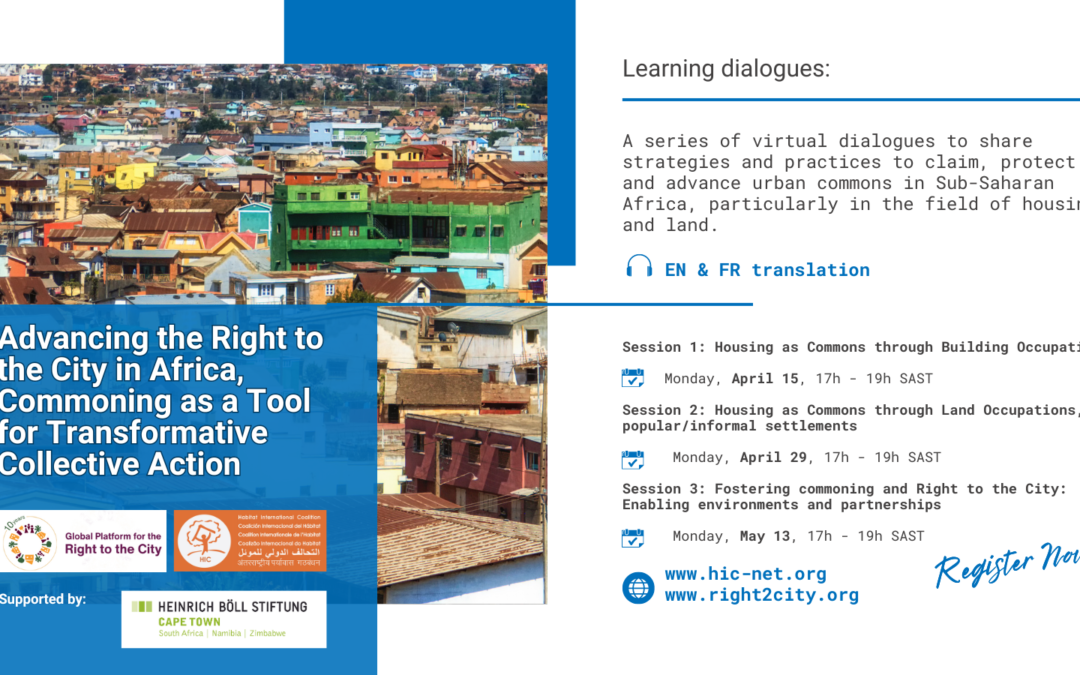 Próximamente: diálogos de aprendizaje para intercambiar estrategias sobre los bienes comunes urbanos en África