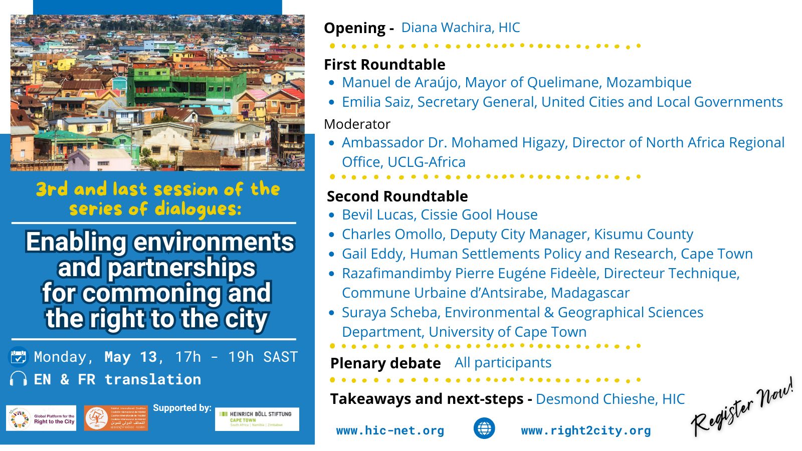 Session 3 Learning dialogues: Advancing the Right to the City in Africa, Commoning as a Tool for Transformative Collective Action