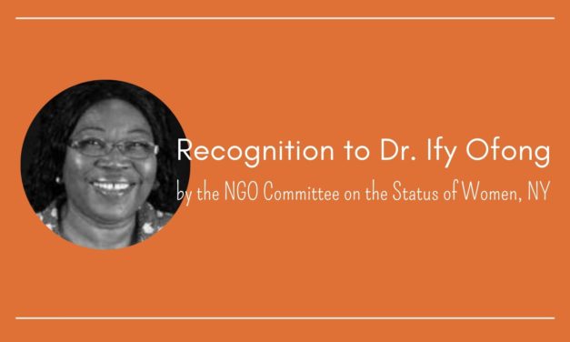 Recognition to Dr. Ify Ofong by the NGO Committee on the Status of Women, NY