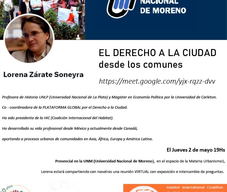 “Penser, apprendre et faire ensemble” le droit à la ville à partir des biens communs – un échange à l’Université nationale de Moreno à Buenos Aires