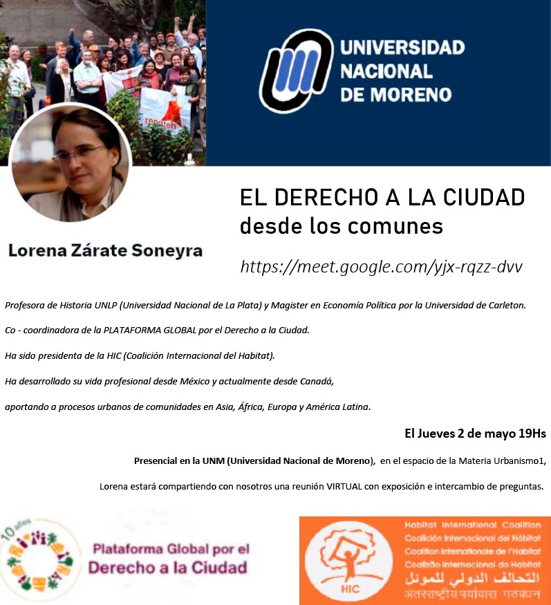 “Penser, apprendre et faire ensemble” le droit à la ville à partir des biens communs – un échange à l’Université nationale de Moreno à Buenos Aires